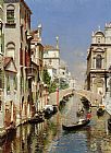 Giovanni Canvas Paintings - A Venetian Canal with the Scuola Grande di San Marco and Campo San Giovanni e Paolo, Venice